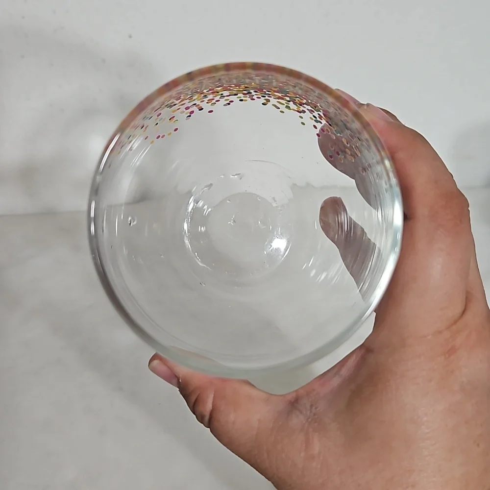 kiss me it's my happy birthday multi color polka dot painted stemless wine Glass